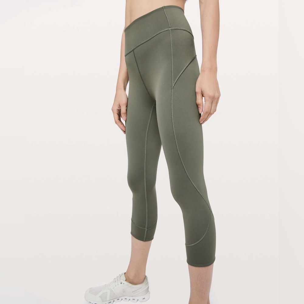 Lululemon In Movement Crop *Everlux 19" in Grey Sage - Size 2